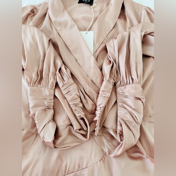 Vici Long Sleeve Satin Dress in Peach - Picture 10 of 10